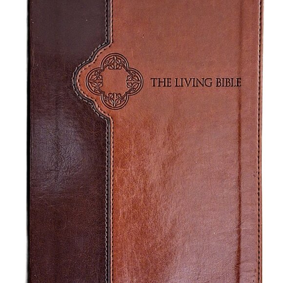 Living Bible TuTone Leather Like with Ribbon Marker Paraphrased GUC - Picture 2 of 9